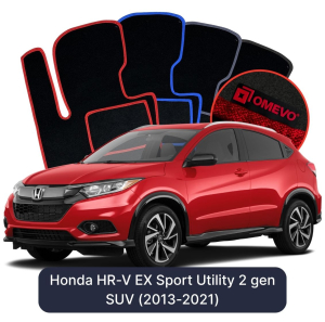 OMEVO Velours-Autofußmatten für Honda HR-V EX Sport Utility 2 gen SUV (2013-2021)