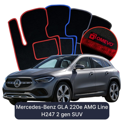 Velours-Autofußmatten OMEVO für Mercedes-Benz GLA 220e AMG Line H247 2 gen SUV (2020-2026)