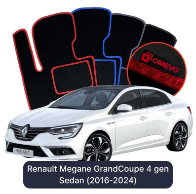 Velours-Autofußmatten OMEVO für Renault Megane GrandCoupe 4 gen Limousine (2016-2024)