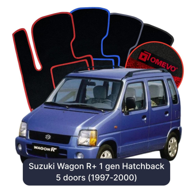 Velours-Autofußmatten OMEVO für Suzuki Wagon R+ 1 gen Kompakt 5 Türer (1997-2000)