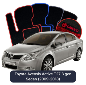OMEVO Velours-Autofußmatten für Toyota Avensis Active T27 3 gen Limousine (2009-2018)
