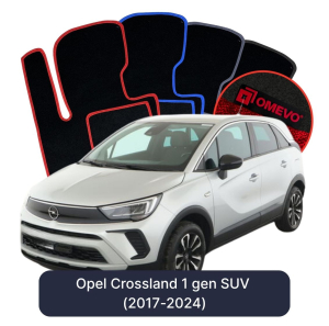 OMEVO Velours-Autofußmatten für Opel Crossland  1 gen SUV (2017-2024)