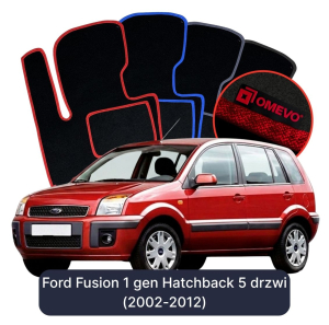 OMEVO Velours-Autofußmatten für Ford Fusion 1 gen Kompakt 5 Türer (2002-2012)