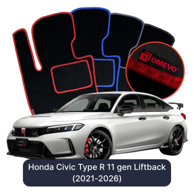 Velours-Autofußmatten OMEVO für Honda Civic Type R 11 gen Liftback (2021-2025)