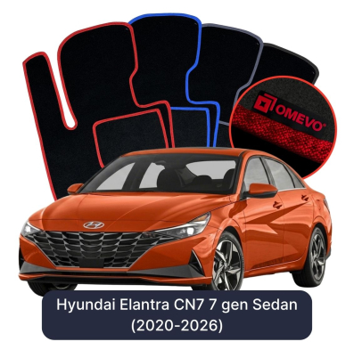 Velours-Autofußmatten OMEVO für Hyundai Elantra CN7 7 gen Limousine (2020-2025)
