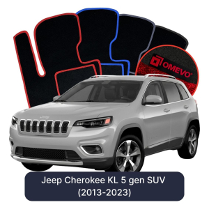 OMEVO Velours-Autofußmatten für Jeep Cherokee KL 5 gen SUV (2013-2023)
