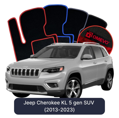 Velours-Autofußmatten OMEVO für Jeep Cherokee KL 5 gen SUV (2013-2023)