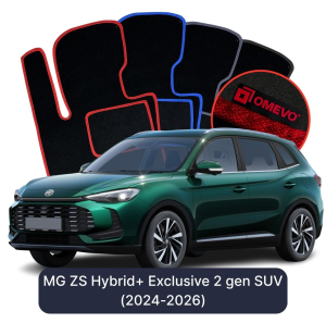 OMEVO Velours-Autofußmatten für MG ZS Hybrid+ Exclusive  2 gen SUV (2024-2026)