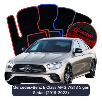 Velours-Autofußmatten OMEVO für Mercedes-Benz E-Klasse AMG W213 5 gen Limousine (2016-2023)