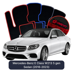 OMEVO Velours-Autofußmatten für Mercedes-Benz E-Klasse W213 5 gen Limousine (2016-2023)
