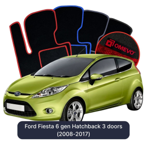 OMEVO Velours-Autofußmatten für Ford Fiesta 6 gen Kompakt 3 Türer (2008-2017)