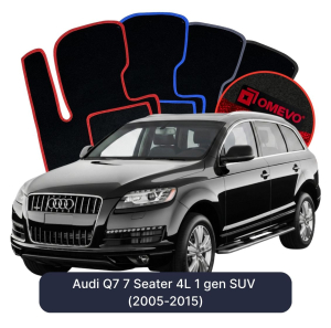 OMEVO Velours-Autofußmatten für Audi Q7 7-Sitzer 4L 1 gen SUV (2005-2015)