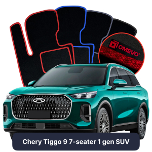 OMEVO Velours-Autofußmatten für Chery Tiggo 9 7-Sitzer 1 gen SUV (2023-2025)