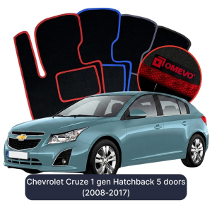 OMEVO Velours-Autofußmatten für Chevrolet Cruze 1 gen Kompakt 5 Türer (2008-2017)