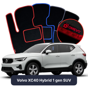 OMEVO Velours-Autofußmatten für Volvo XC40 Hybrid 1 gen SUV (2017-2025)
