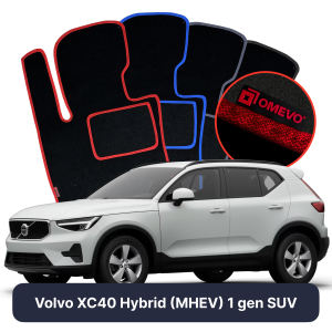 OMEVO Velours-Autofußmatten für Volvo XC40 Hybryda (MHEV) 1 gen SUV (2017-2025)