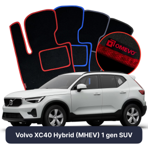 Velours-Autofußmatten OMEVO für Volvo XC40 Hybryda (MHEV) 1 gen SUV (2017-2025)
