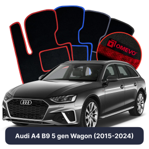 OMEVO Velours-Autofußmatten für Audi A4 B9 5 gen Kombi (2015-2024)