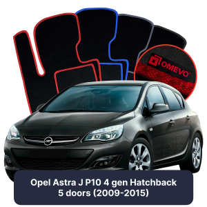 OMEVO Velours-Autofußmatten für Opel Astra J P10 4 gen Kompakt 5 Türer (2009-2015)