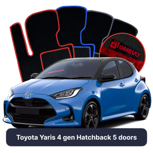 OMEVO Velours-Autofußmatten für Toyota Yaris 4 gen Kompakt 5 Türer (2020-2025)