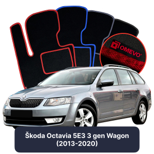OMEVO Velours-Autofußmatten für Škoda Octavia 5E3 3 gen Kombi (2013-2020)