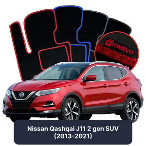 OMEVO Velours-Autofußmatten für Nissan Qashqai J11 2 gen SUV (2013-2021)