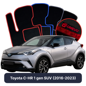 OMEVO Velours-Autofußmatten für Toyota C-HR 1 gen SUV (2016-2023)