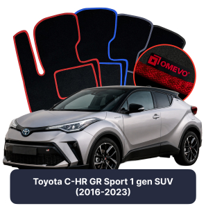Velours-Autofußmatten OMEVO für Toyota C-HR GR Sport 1 gen SUV (2016-2023)