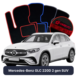 OMEVO Velours-Autofußmatten für Mercedes-Benz GLC 220D 2 gen SUV (2022-2025)