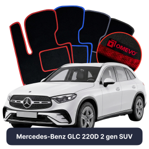 Velours-Autofußmatten OMEVO für Mercedes-Benz GLC 220D 2 gen SUV (2022-2025)