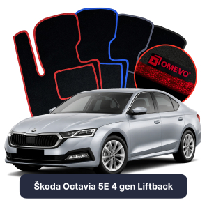 Velours-Autofußmatten OMEVO für Škoda Octavia 5E 4 gen Liftback (2019-2025)