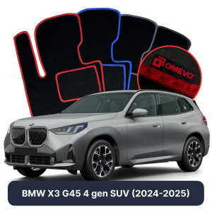 OMEVO Velours-Autofußmatten für BMW X3 G45 4 gen SUV (2024-2025)