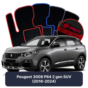 Velours-Autofußmatten OMEVO für Peugeot 3008 P84 2 gen SUV (2016-2024)