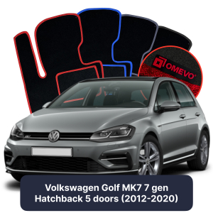 OMEVO Velours-Autofußmatten für Volkswagen Golf MK7 7 gen Kompakt 5 Türer (2012-2020)