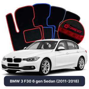 OMEVO Velours-Autofußmatten für BMW 3er F30 6 gen Limousine (2011-2018)