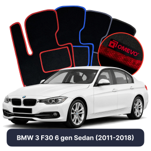 Velours-Autofußmatten OMEVO für BMW 3er F30 6 gen Limousine (2011-2018)