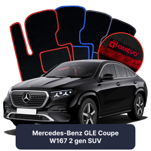 OMEVO Velours-Autofußmatten für Mercedes-Benz GLE Coupe W167 2 gen SUV (2019-2025)