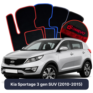 OMEVO Velours-Autofußmatten für Kia Sportage 3 gen SUV (2010-2015)