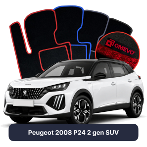 Velours-Autofußmatten OMEVO für Peugeot 2008 P24 2 gen SUV (2019-2025)