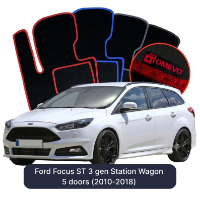 Velours-Autofußmatten OMEVO für Ford Focus ST 3 gen Kombi 5 Türer (2010-2018)