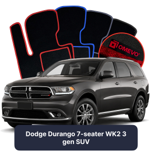 OMEVO Velours-Autofußmatten für Dodge Durango 7-Sitzer WK2 3 gen SUV (2010-2025)