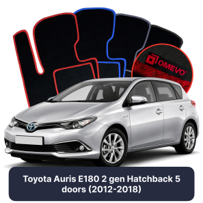 Velours-Autofußmatten OMEVO für Toyota Auris E180 2 gen Kompakt 5 Türer (2012-2018)