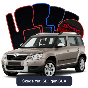 OMEVO Velours-Autofußmatten für Škoda Yeti 5L 1 gen SUV (2009-2017)