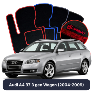 OMEVO Velours-Autofußmatten für Audi A4 B7 3 gen Kombi (2004-2009)