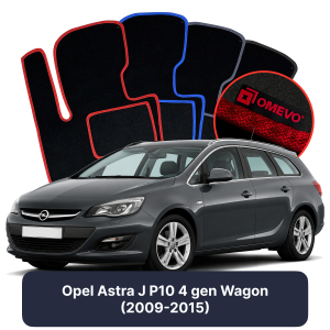 OMEVO Velours-Autofußmatten für Opel Astra J P10 4 gen Kombi (2009-2015)