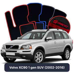 OMEVO Velours-Autofußmatten für Volvo XC90 1 gen SUV (2002-2016)