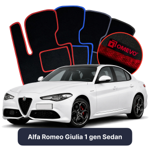 Velours-Autofußmatten OMEVO für Alfa Romeo Giulia 1 gen Limousine (2016-2026)