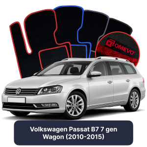 OMEVO Velours-Autofußmatten für Volkswagen Passat B7 7 gen Kombi (2010-2015)