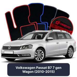 Velours-Autofußmatten OMEVO für Volkswagen Passat B7 7 gen Kombi (2010-2015)
