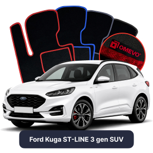 OMEVO Velours-Autofußmatten für Ford Kuga ST-LINE 3 gen SUV (2019-2025)